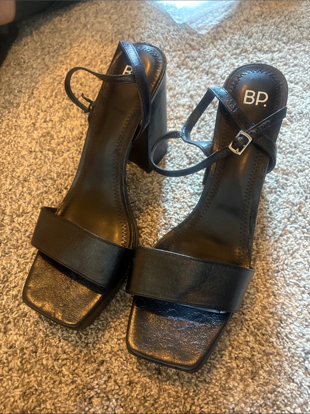 BP Black Block Heel Strappy Sandals